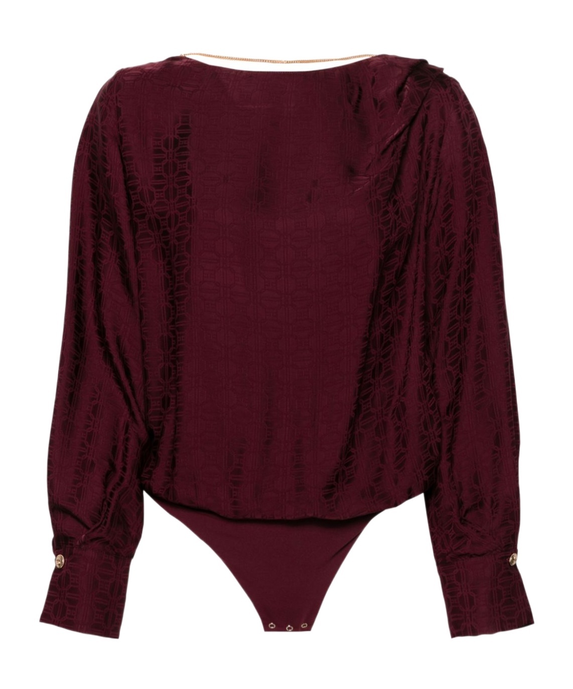 Elisabetta Franchi Jacquard Satin Bodysuit In Brown