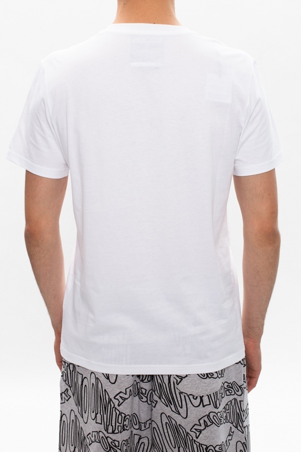 Moschino Double-logo Graphic T-shirt In Black