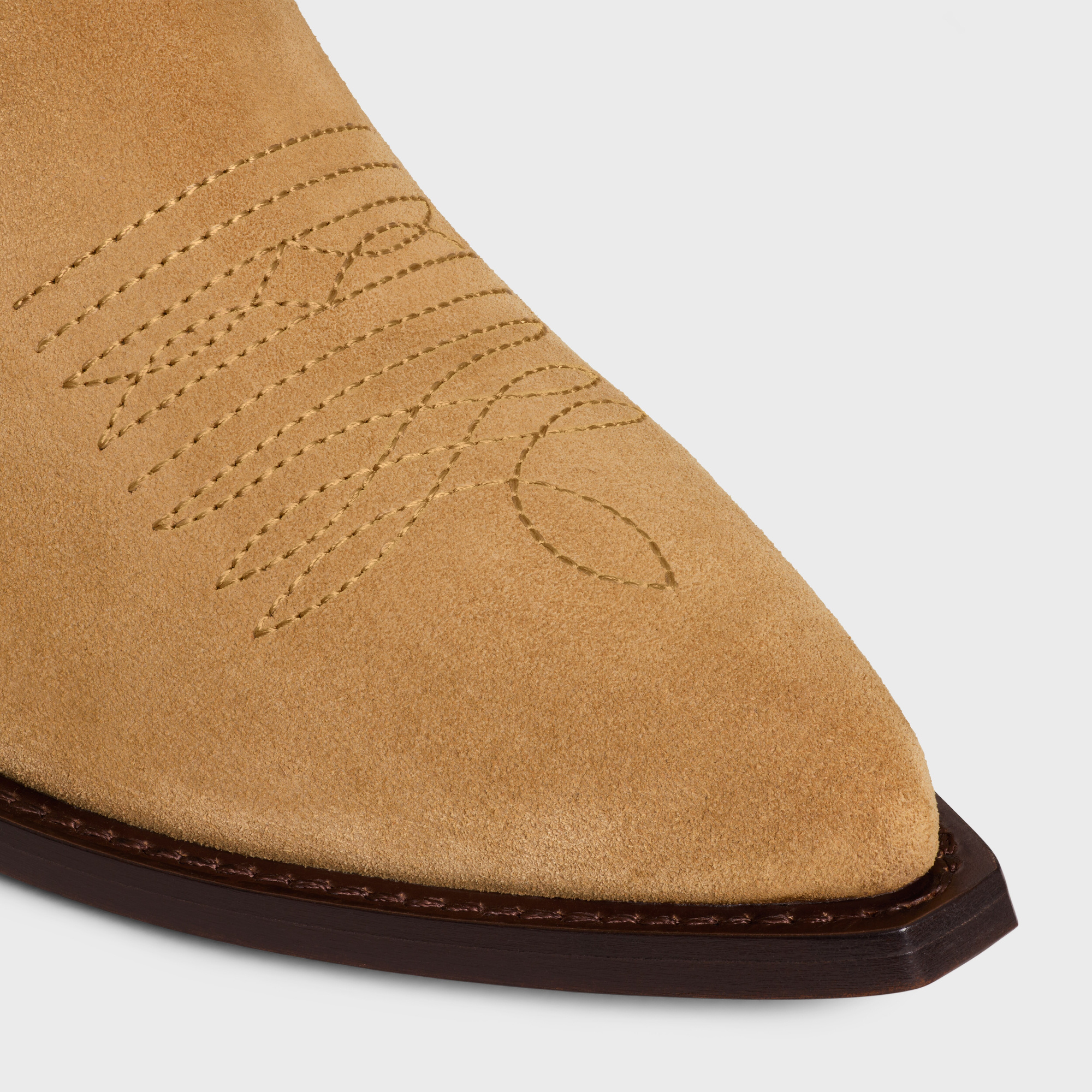 Celine Leon Quilted Chain Boots In Brown