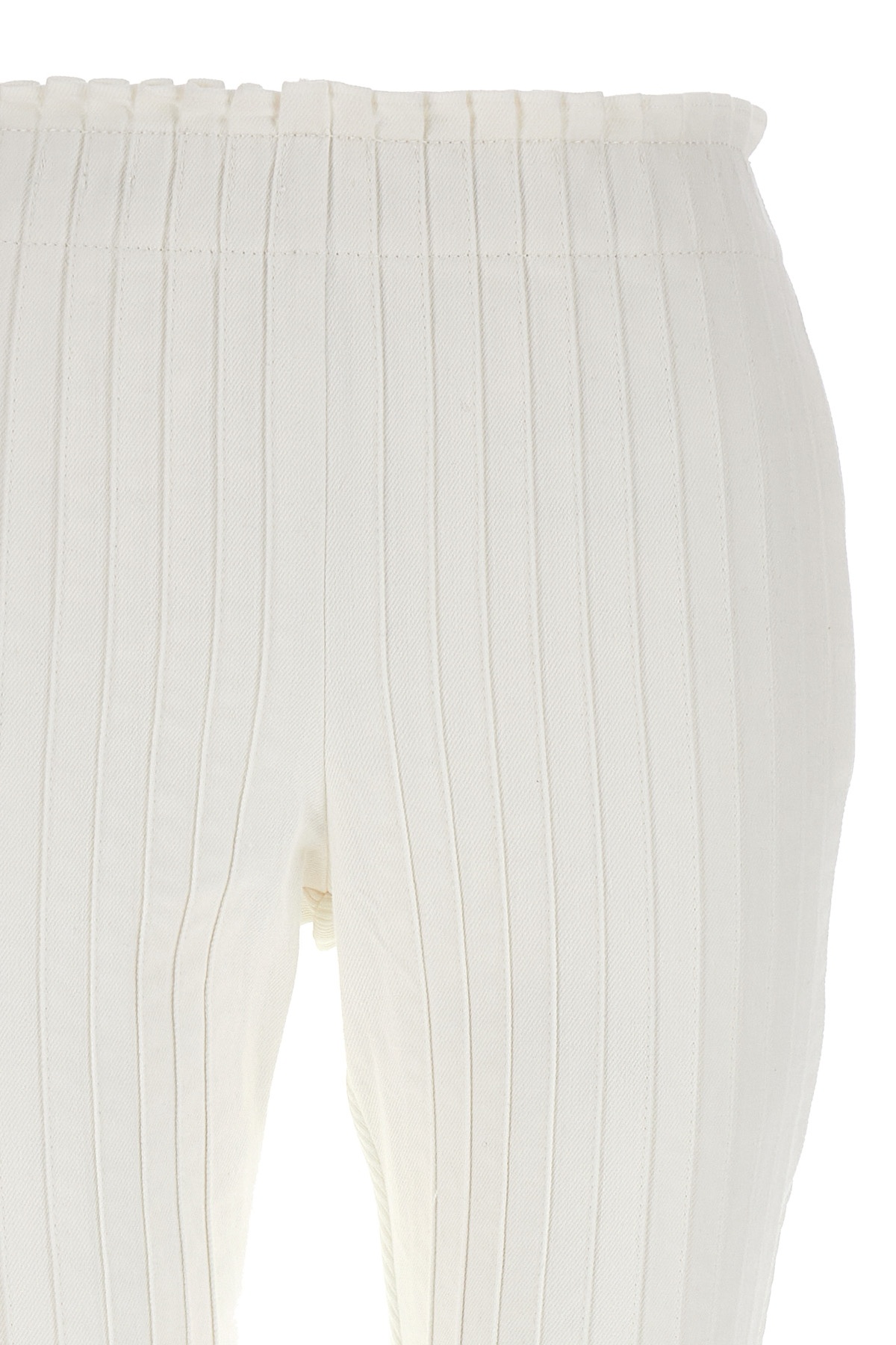 Sacai Pleated Cropped Trousers In White