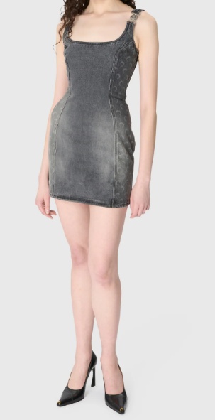 Marine Serre Jeans Sleeveless Mini Dress In Black