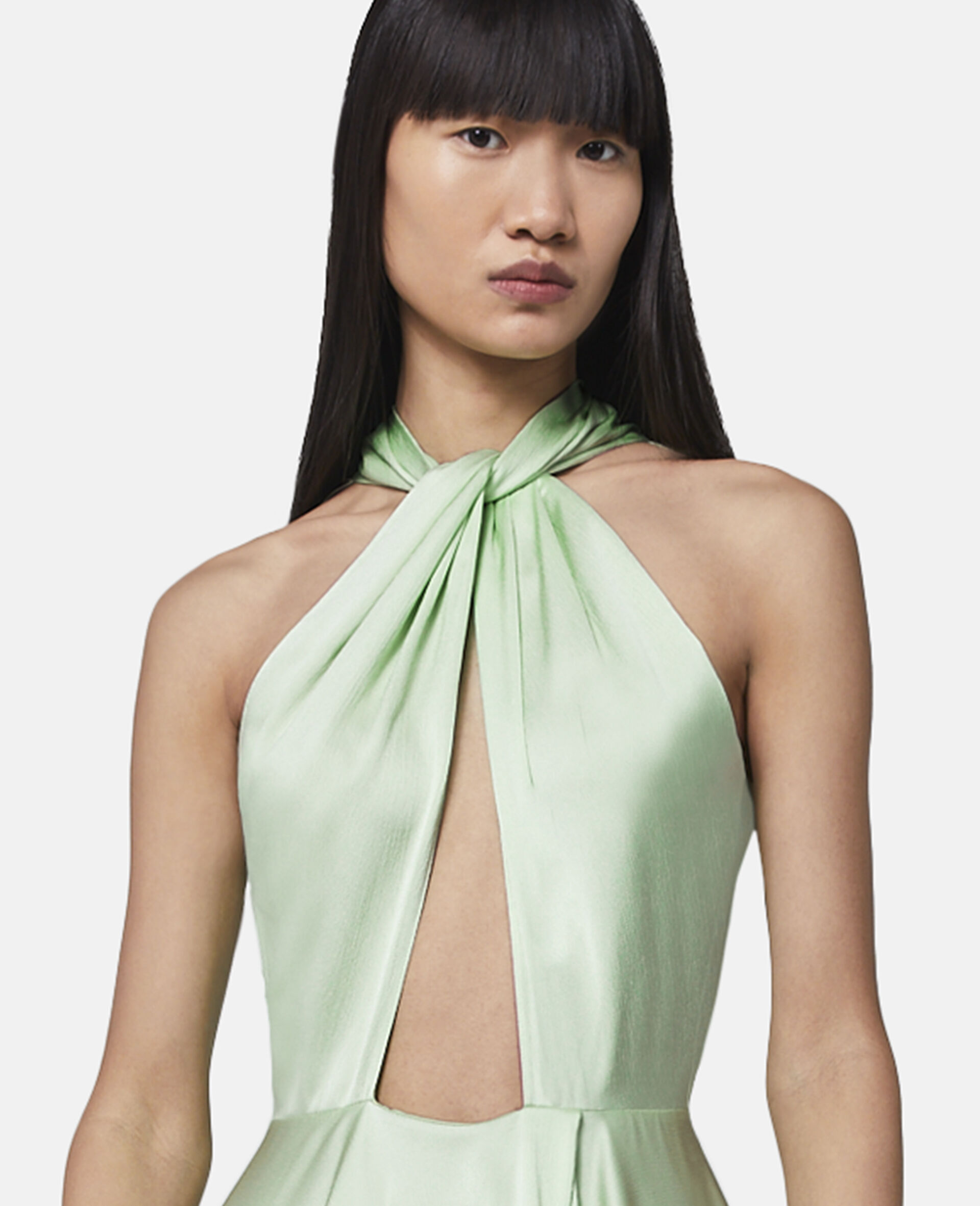 Stella Mccartney Cut-out Sleeveless Asymmetric Dress In Green
