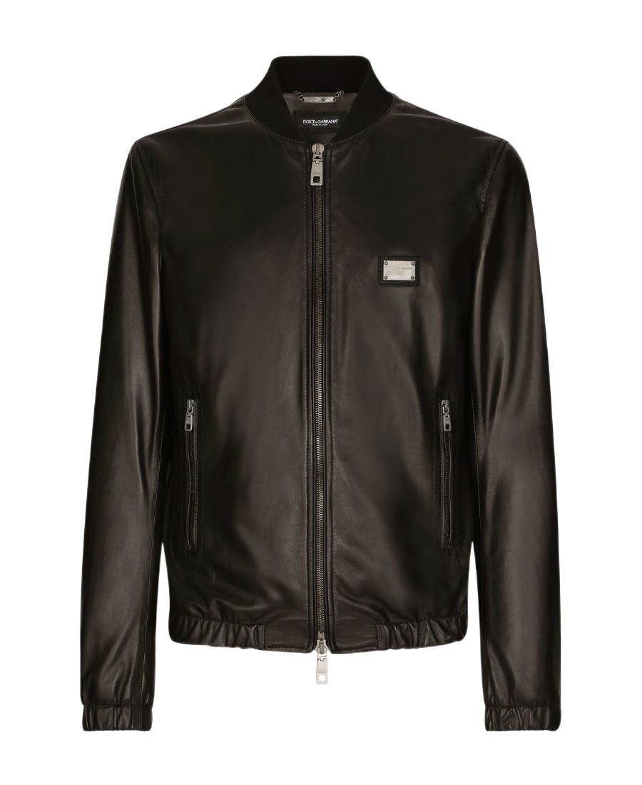 Dolce & Gabbana Black Jacket With Metal Logo Patch On The Chest In Black
