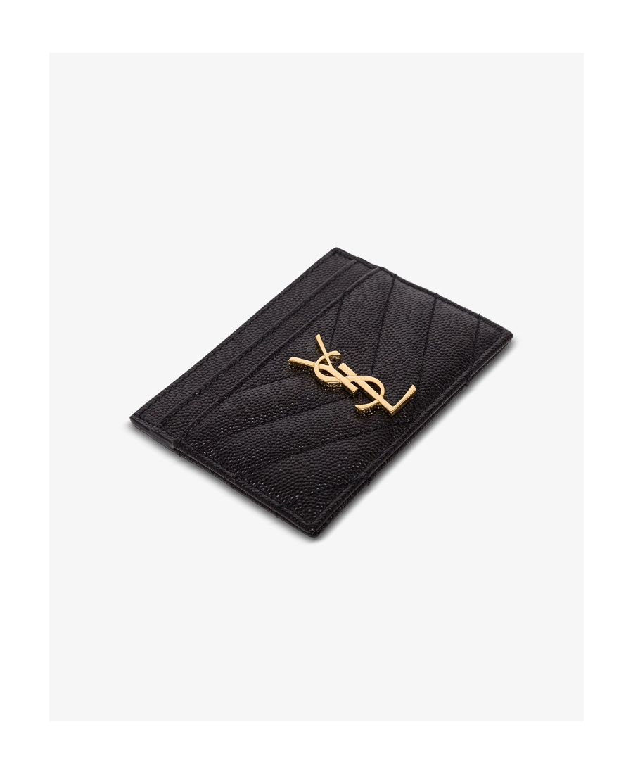 Saint Laurent Monogram Quilted Cardholder In Black