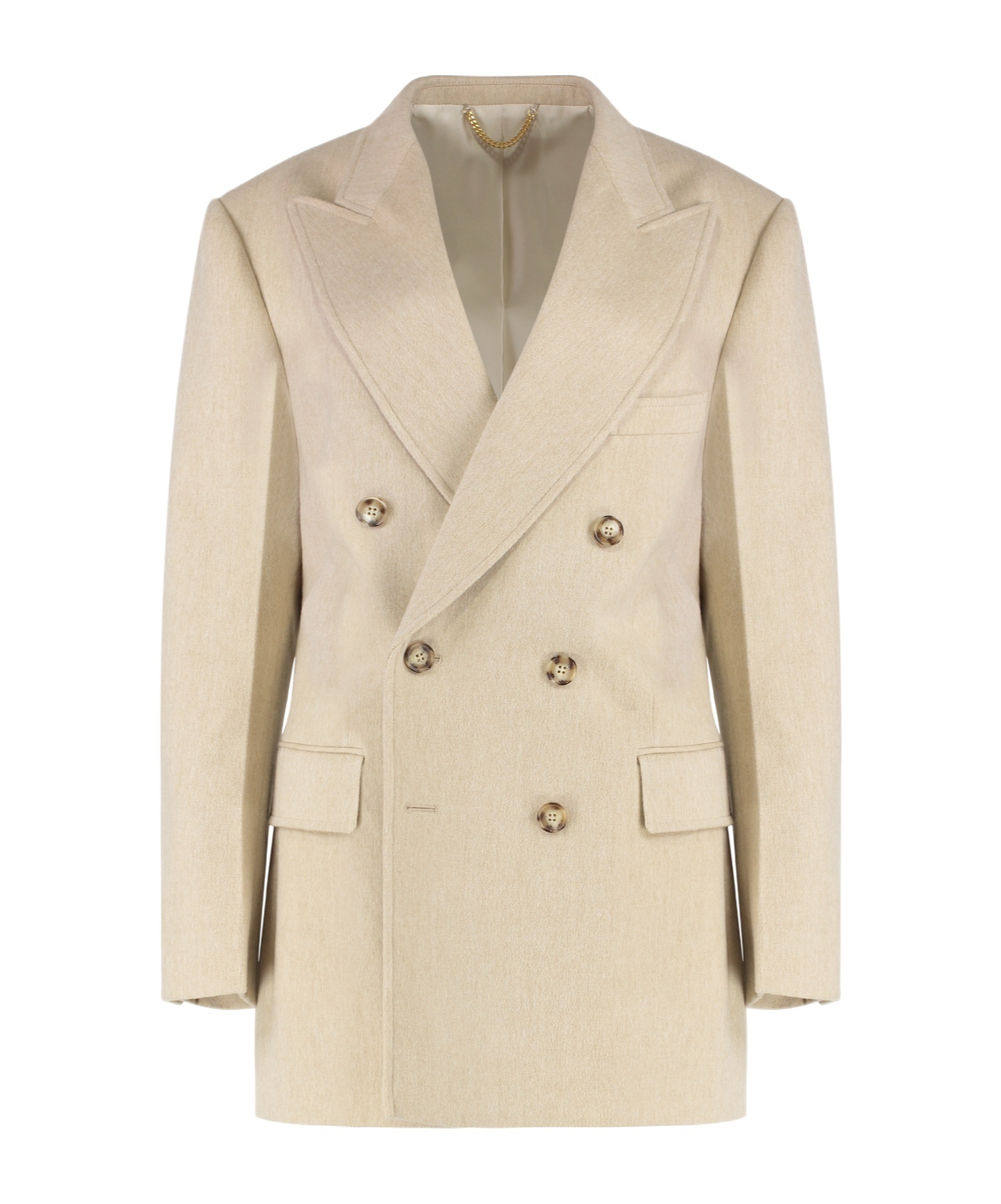 Victoria Beckham Knit Jacket With Double-breasted Lapel Collar In Neutral