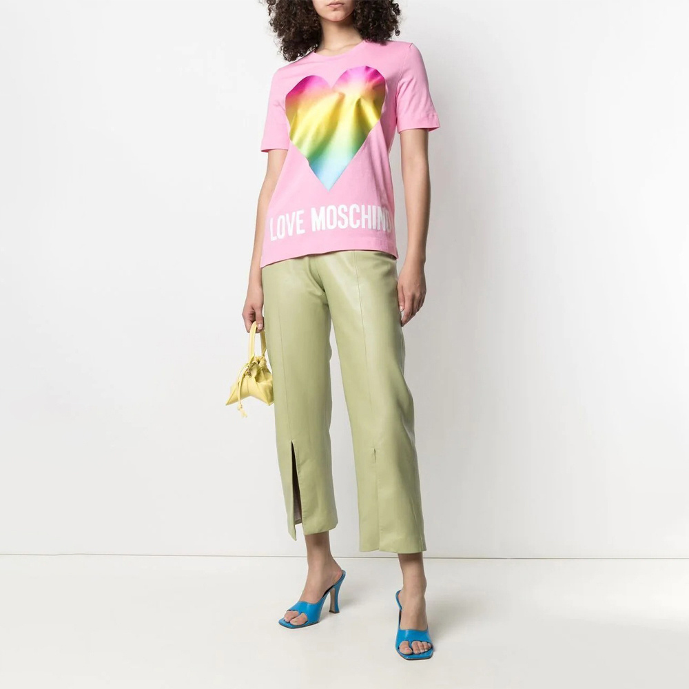 Moschino T-shirt With Round Neck And Short Sleeves In Pink
