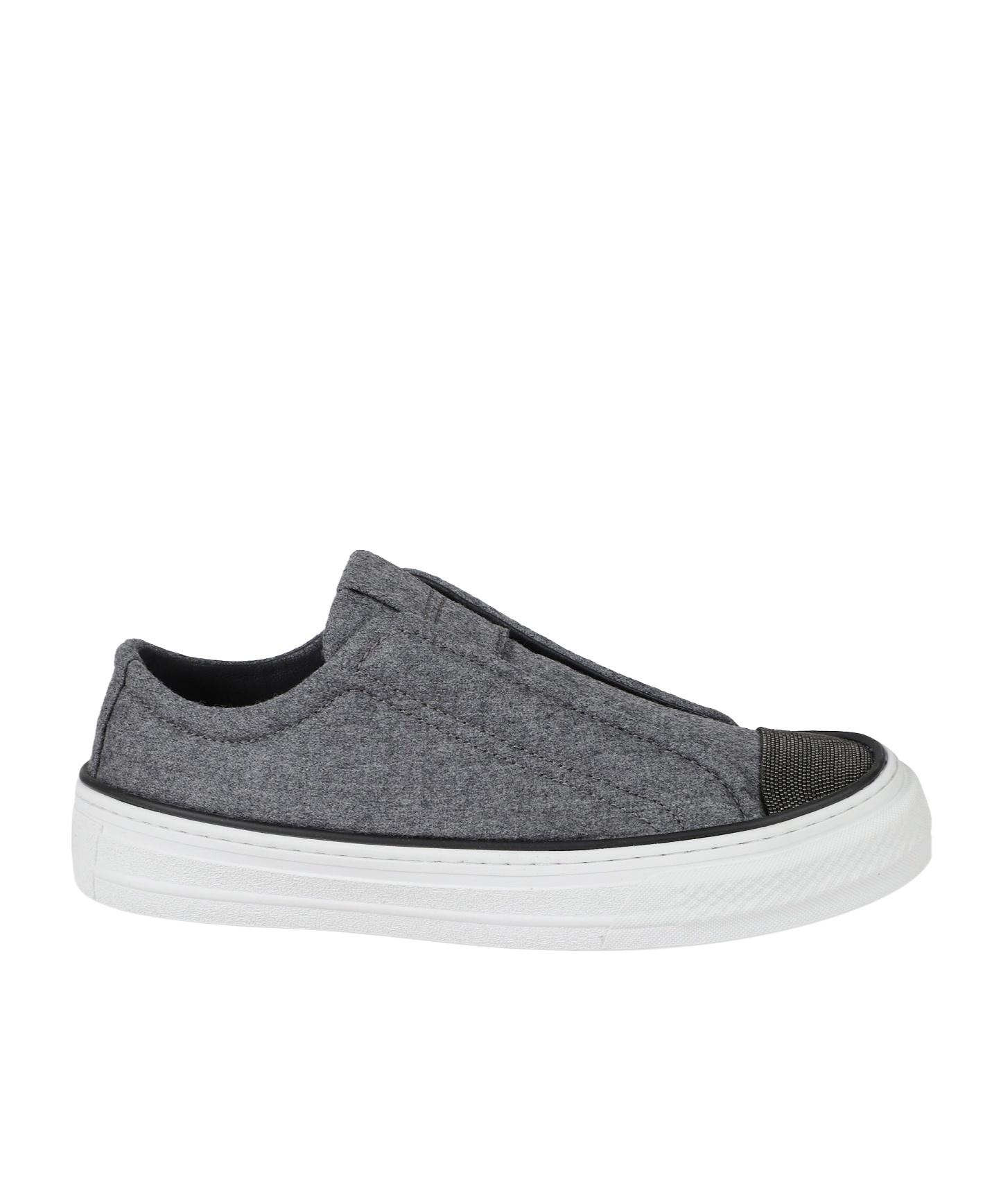 Brunello Cucinelli Round Toe Low Top Sneakers In Gray