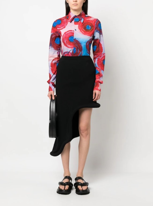 Marni Graphic-print Stretch-cotton Shirt In Red