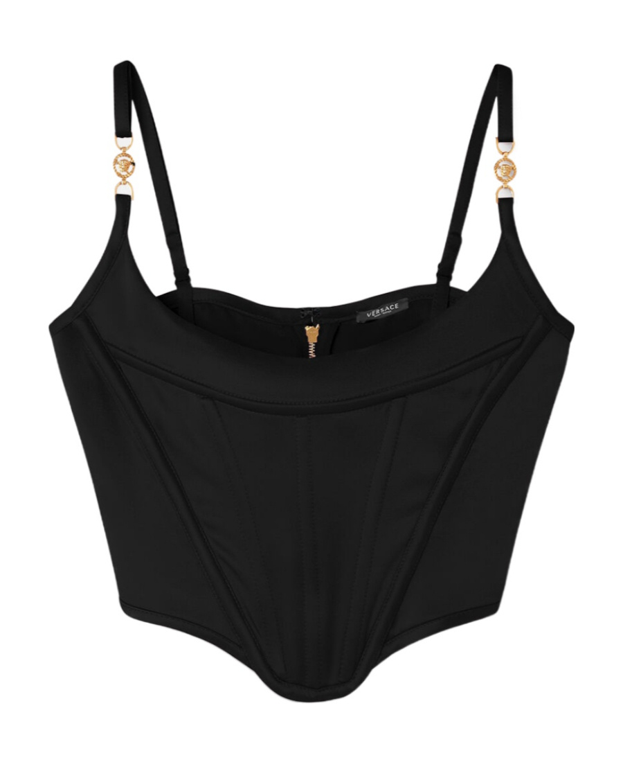Versace Medusa Detail Corset Top In Black