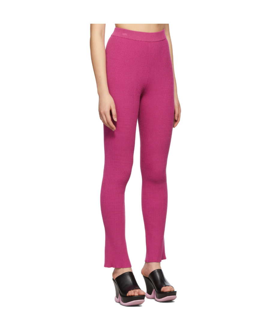 Msgm Stretch Ribbed Viscose Blend Pants In Pink