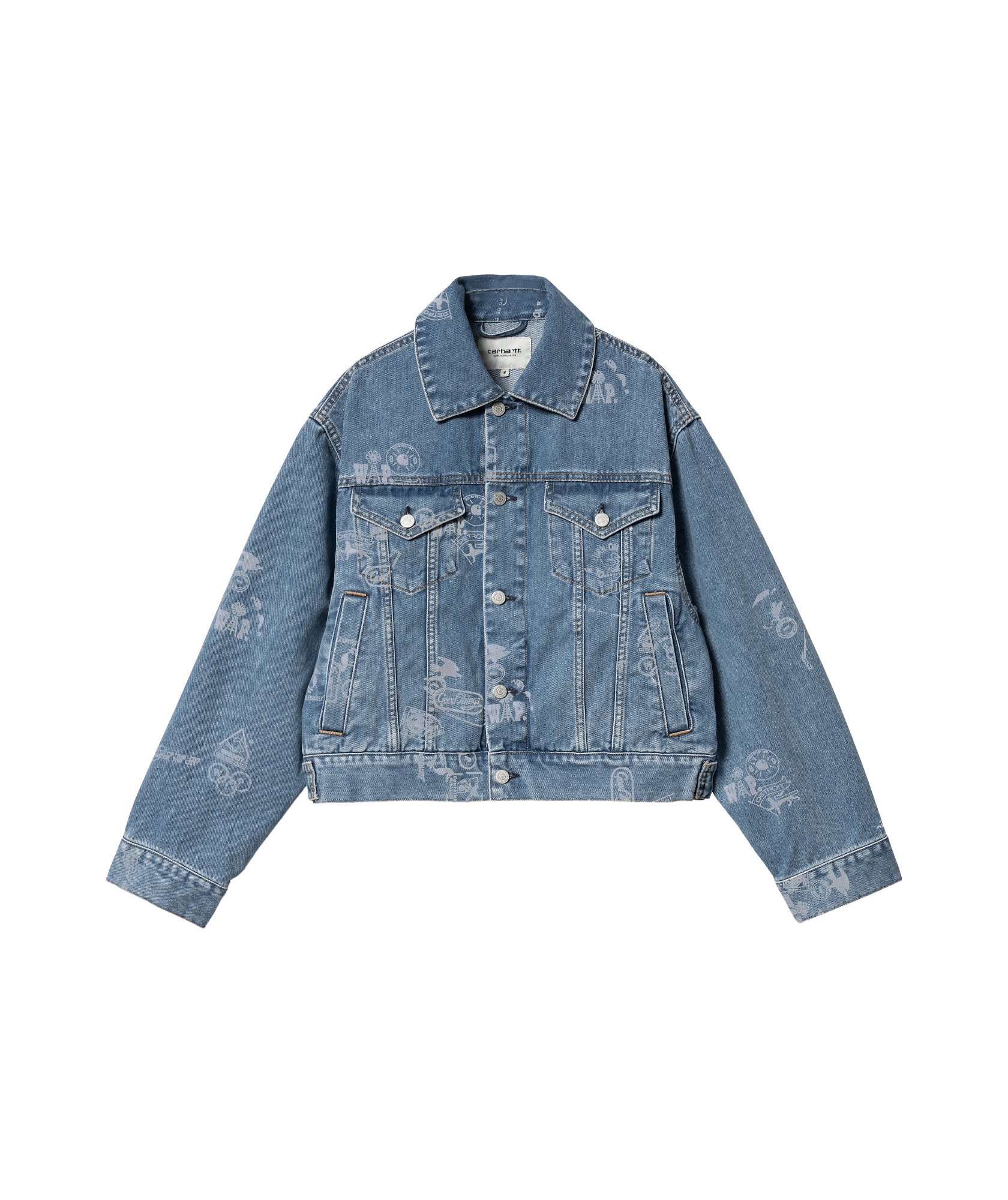 Carhartt Long-sleeved Denim Coat In Blue