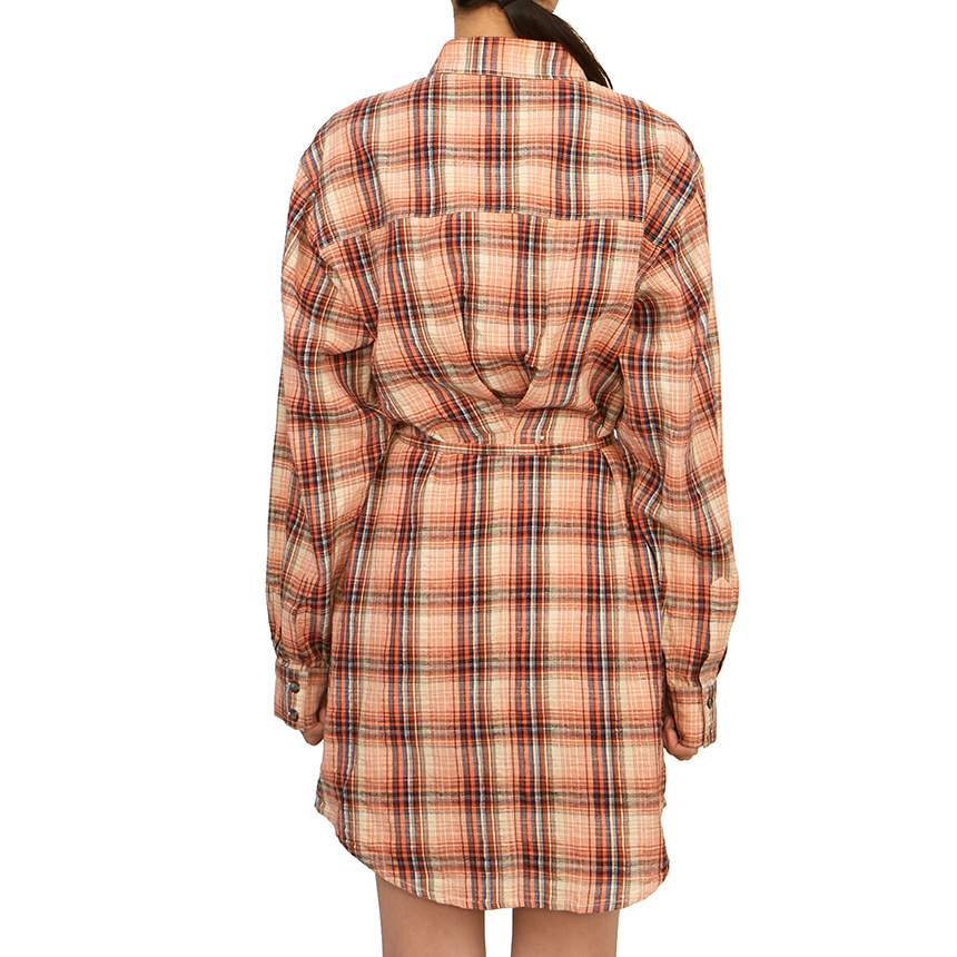 Isabel Marant Étoile Liliane Plaid-check Mini Shirtdress In Nude