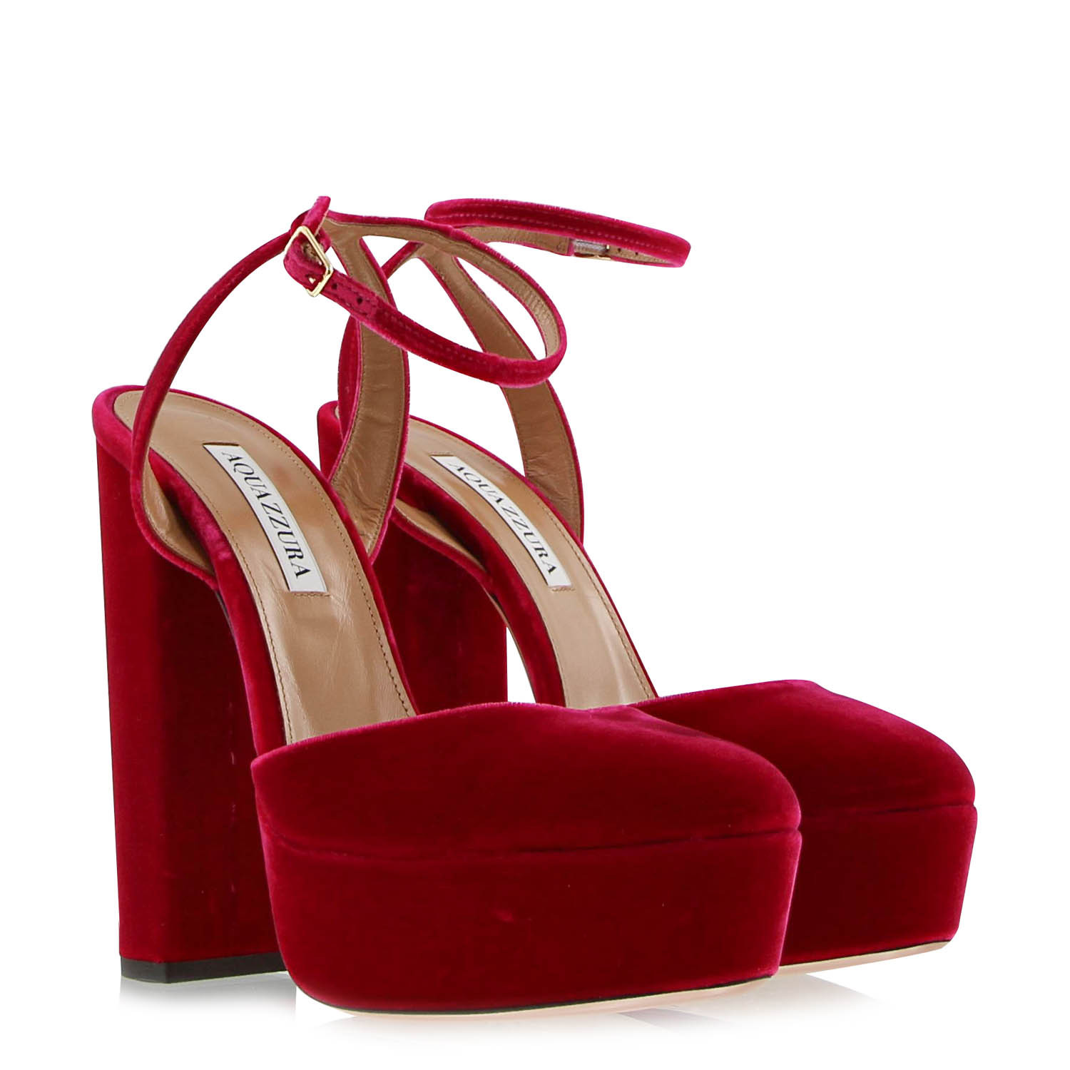 Aquazzura Logo Thick-soled High Heels In Red