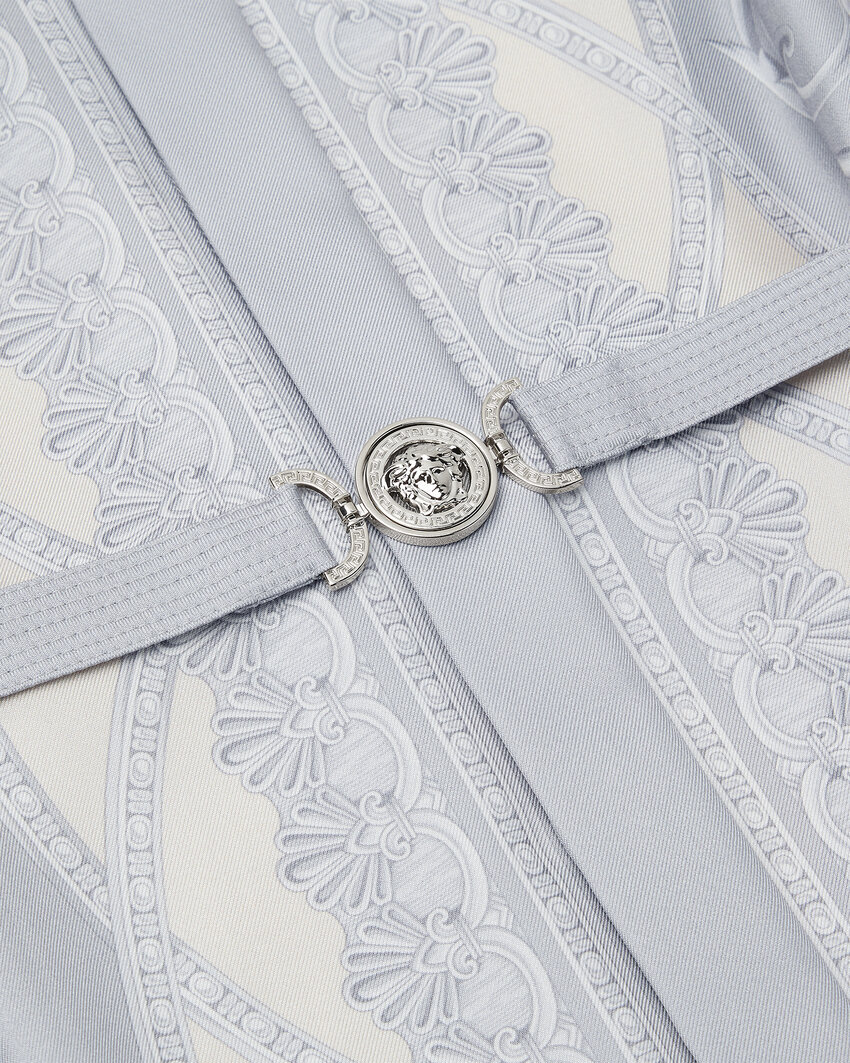 Versace Barroco-print Midi Dress In White