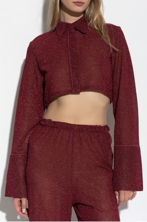 Shop Oseree Lumière Cropped Shirt