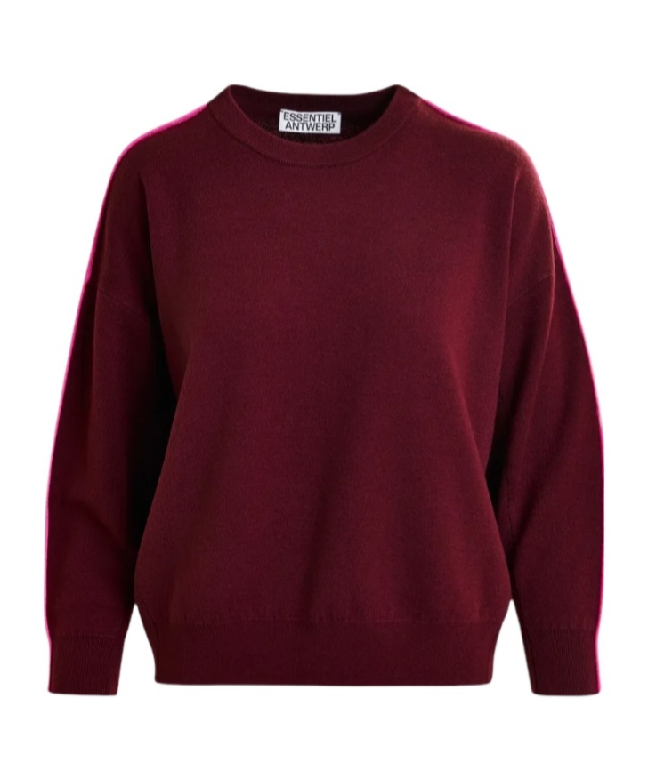 Essentiel Antwerp Long-sleeved Sweater In Burgundy