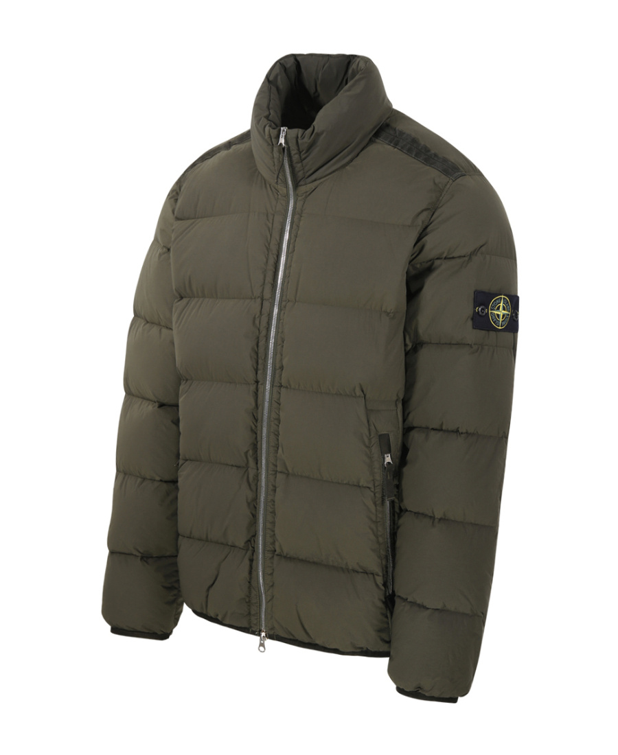 Stone Island Compass-patch Padded Down Jacket In Green