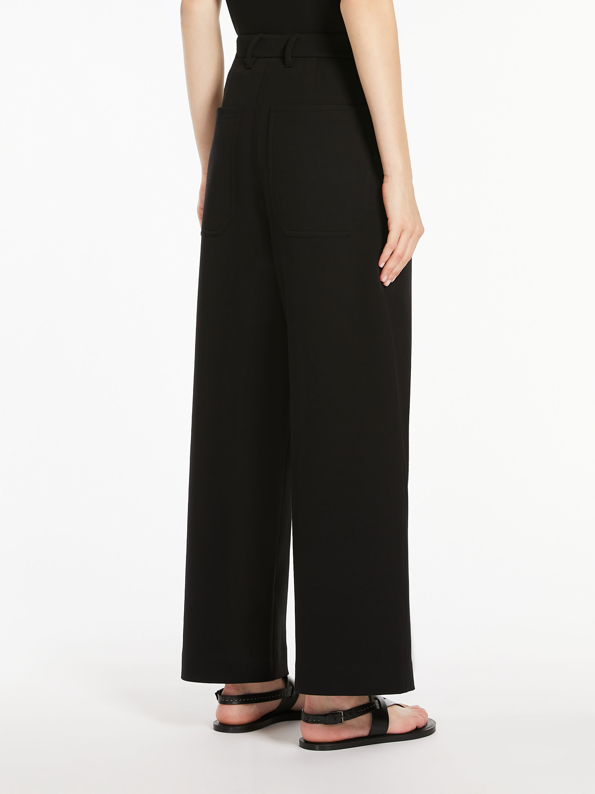 Max Mara Wide-leg Pants With Clean Waistband In Black