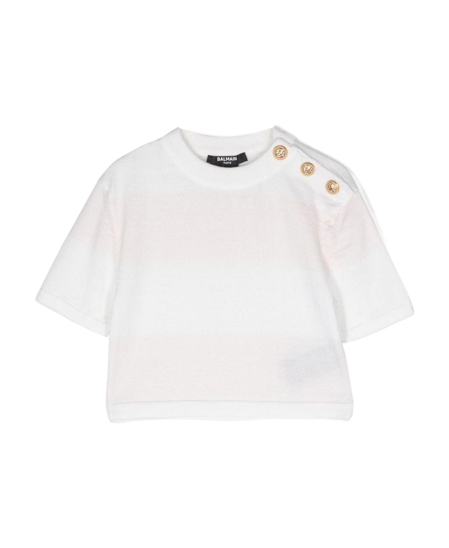 BALMAIN SHORT-SLEEVE WOOL T-SHIRT 