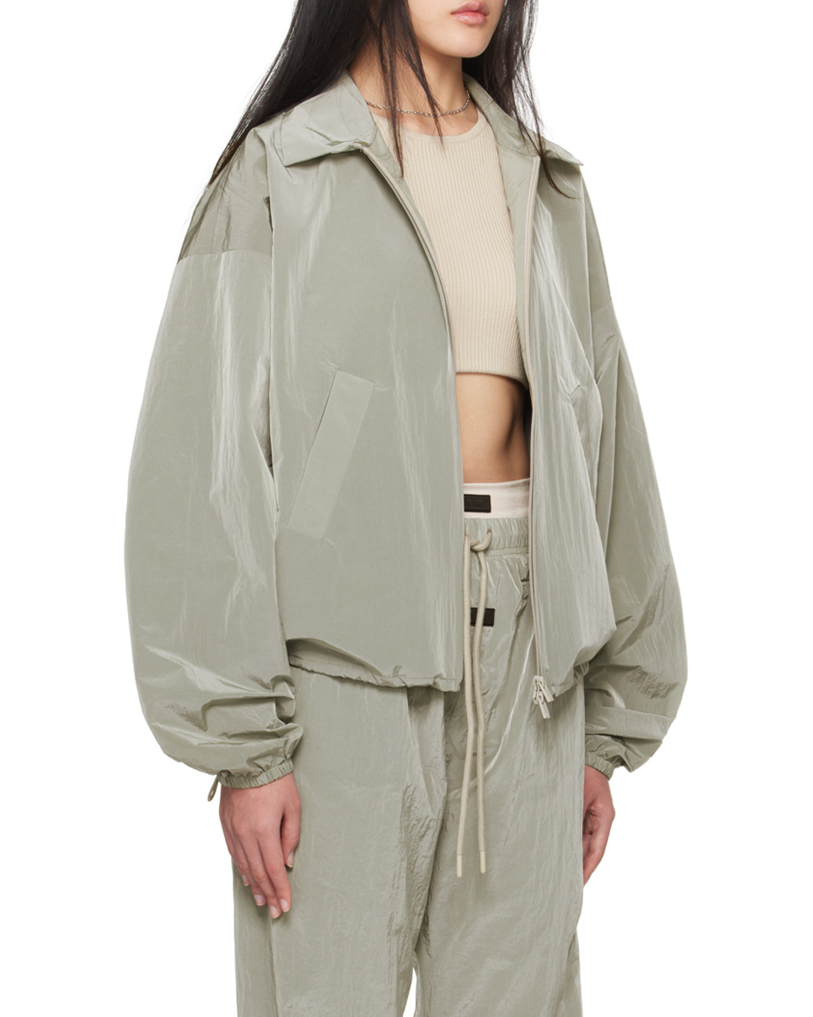 Essentials Gray Shell Bomber Jacket In Gray