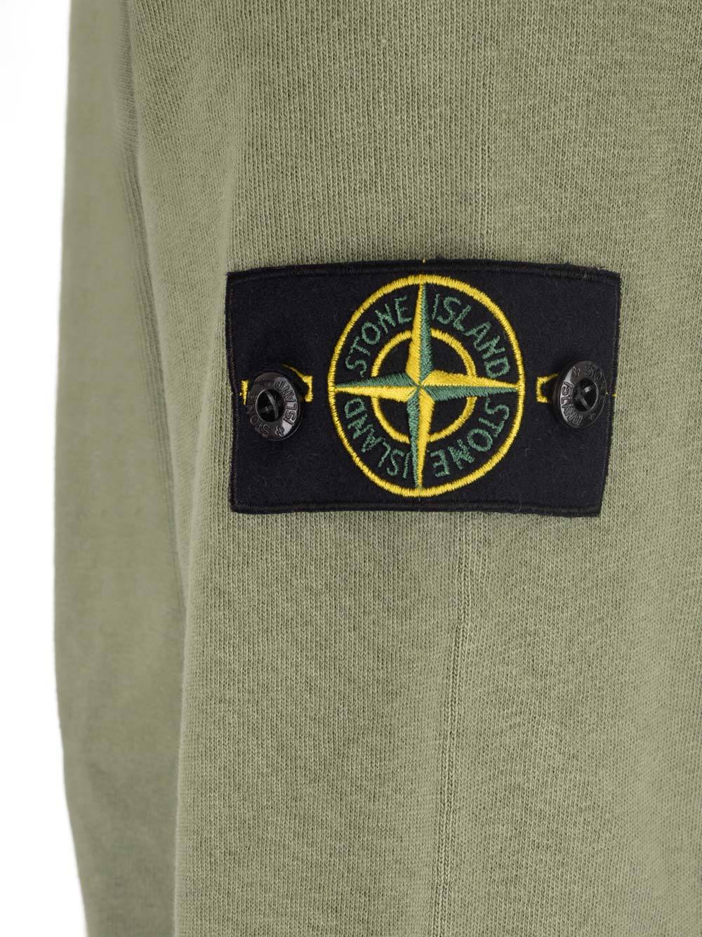 Stone Island Logo Patch Crewneck Sweatshirt In Green