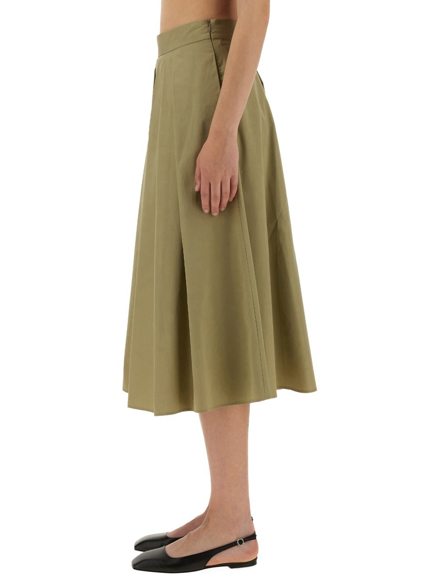 Aspesi Pleated Midi Skirt High Waist Wide Fit