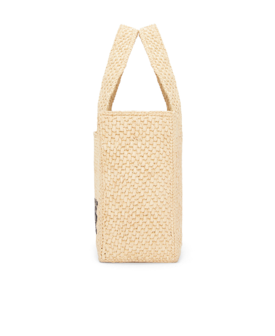 Loewe Logo-embroidered Raffia Tote Bag In Nude