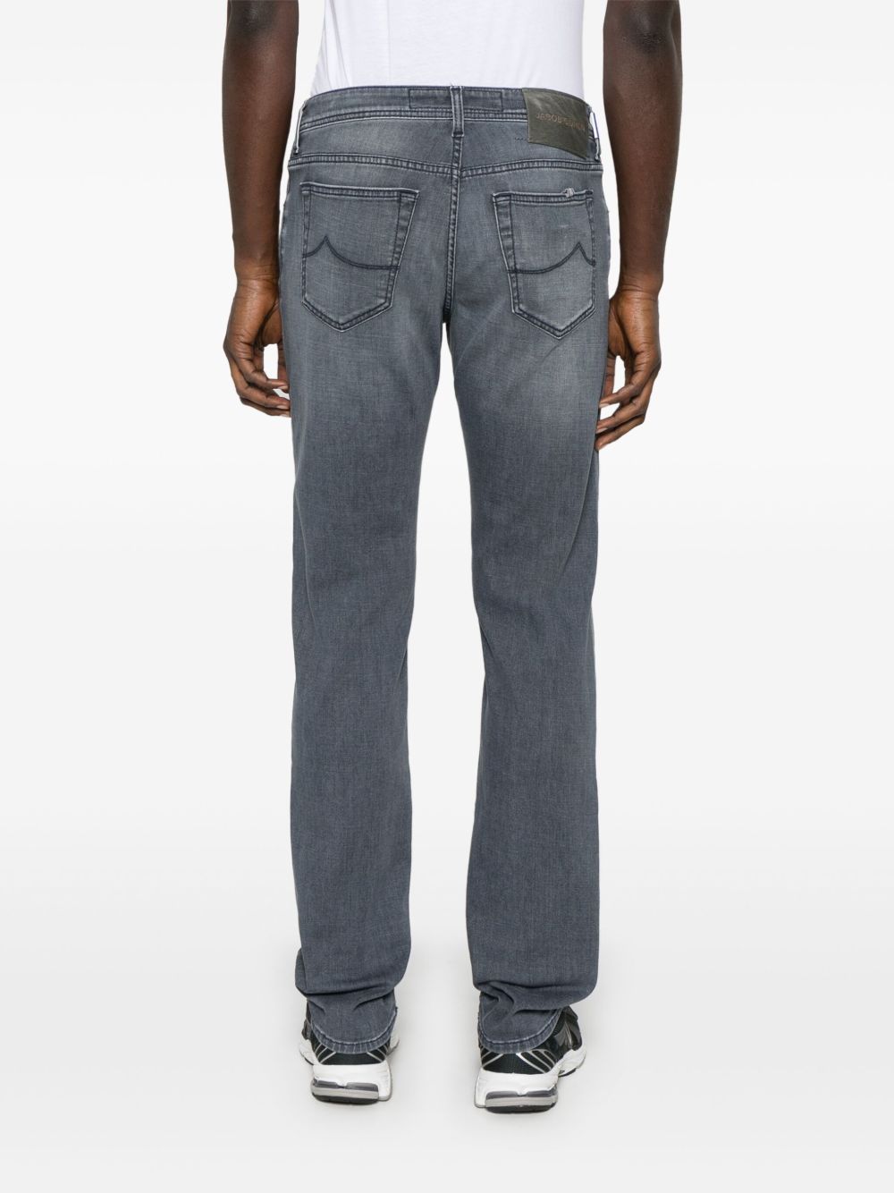 Shop Jacob Cohen Belt Loop Jeans In Black