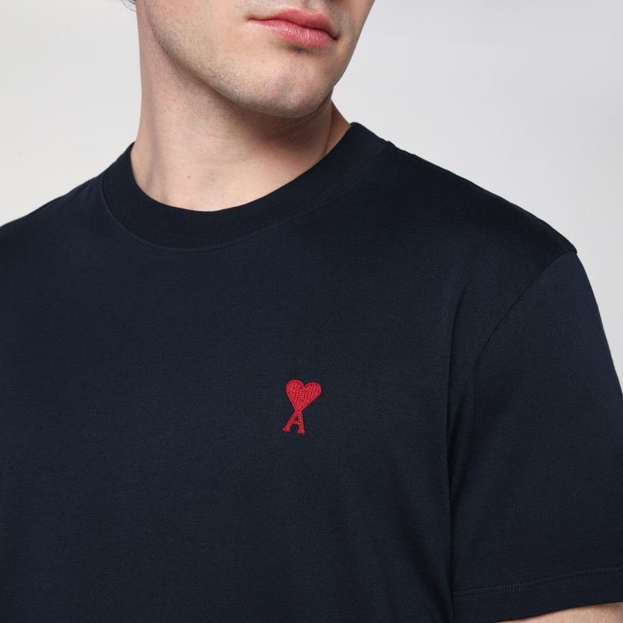 Ami Alexandre Mattiussi Logo-embroidered Organic Cotton-jersey T-shirt In Black