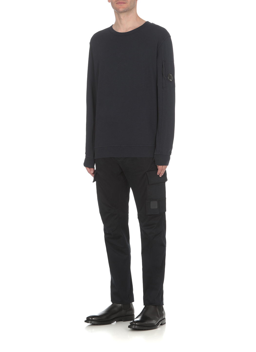 C.p. Company Logo-patch Panelled Cargo Trousers In Black