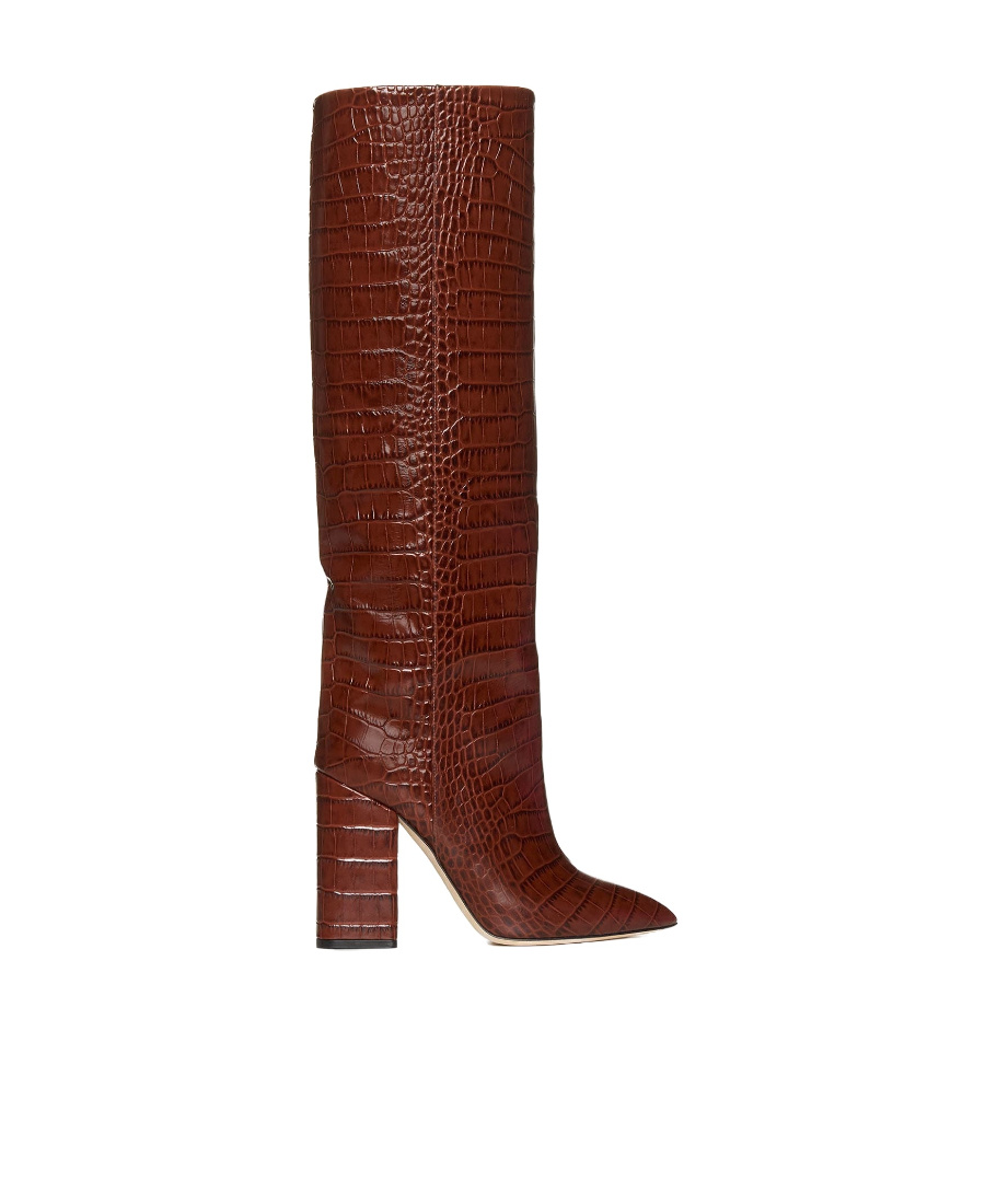 Paris Texas Anja 100mm Embossed-crocodile Boots In Brown