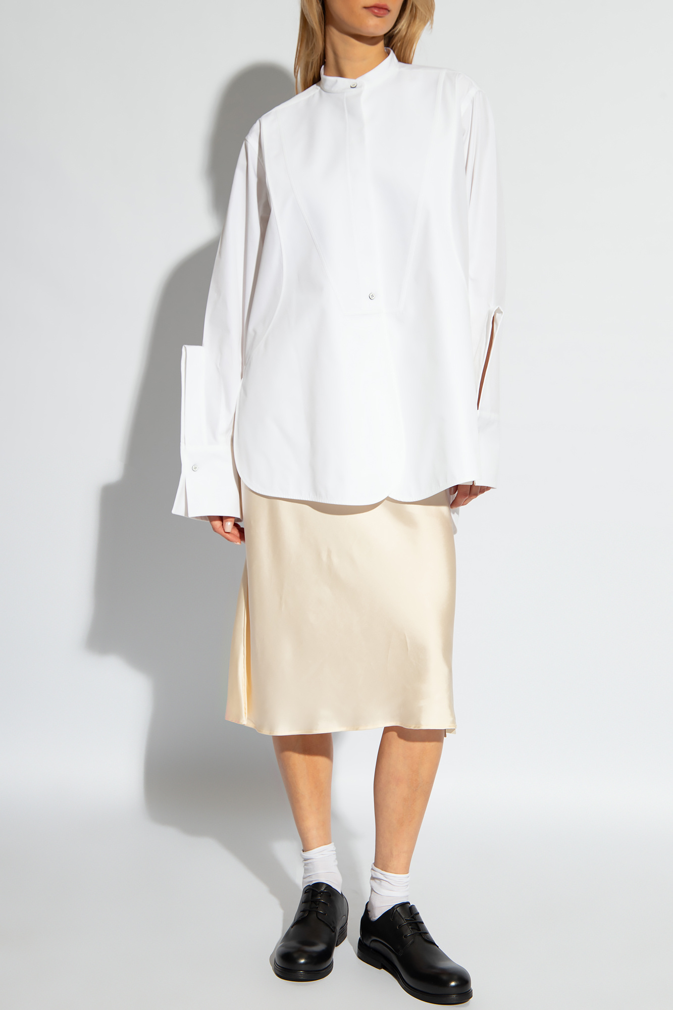 Jil Sander Flared Midi Skirt In White