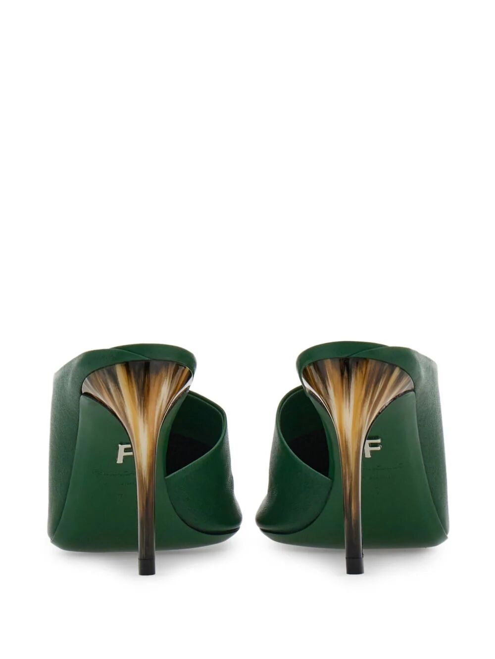 Ferragamo Nymphe 85 Nappa Leather Mules In Green