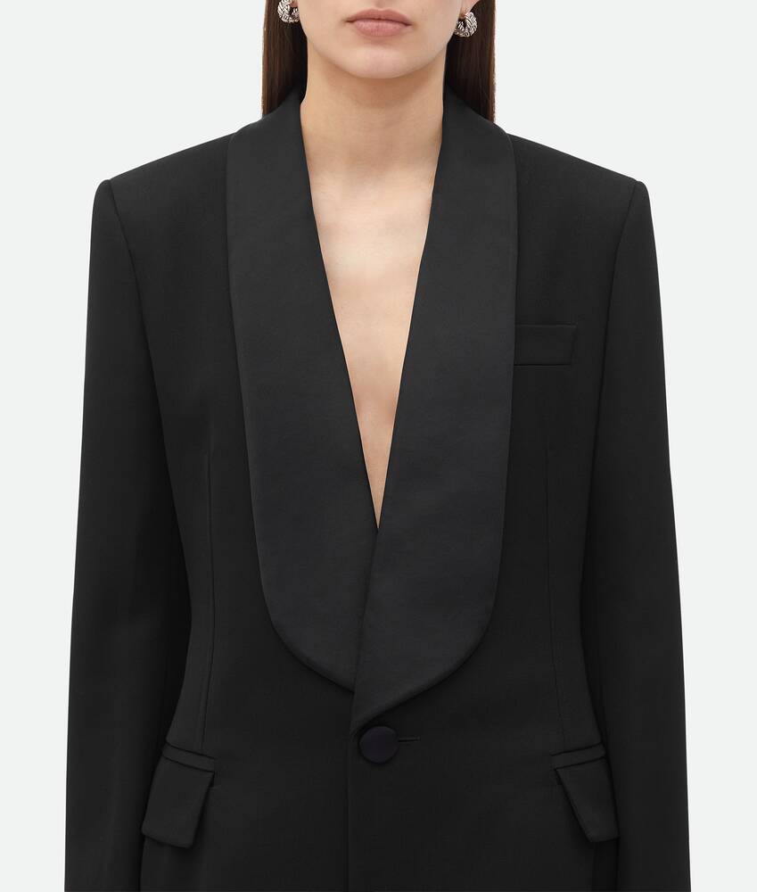 Shop Bottega Veneta Grain De Poudre Tuxedo Jacket In Black