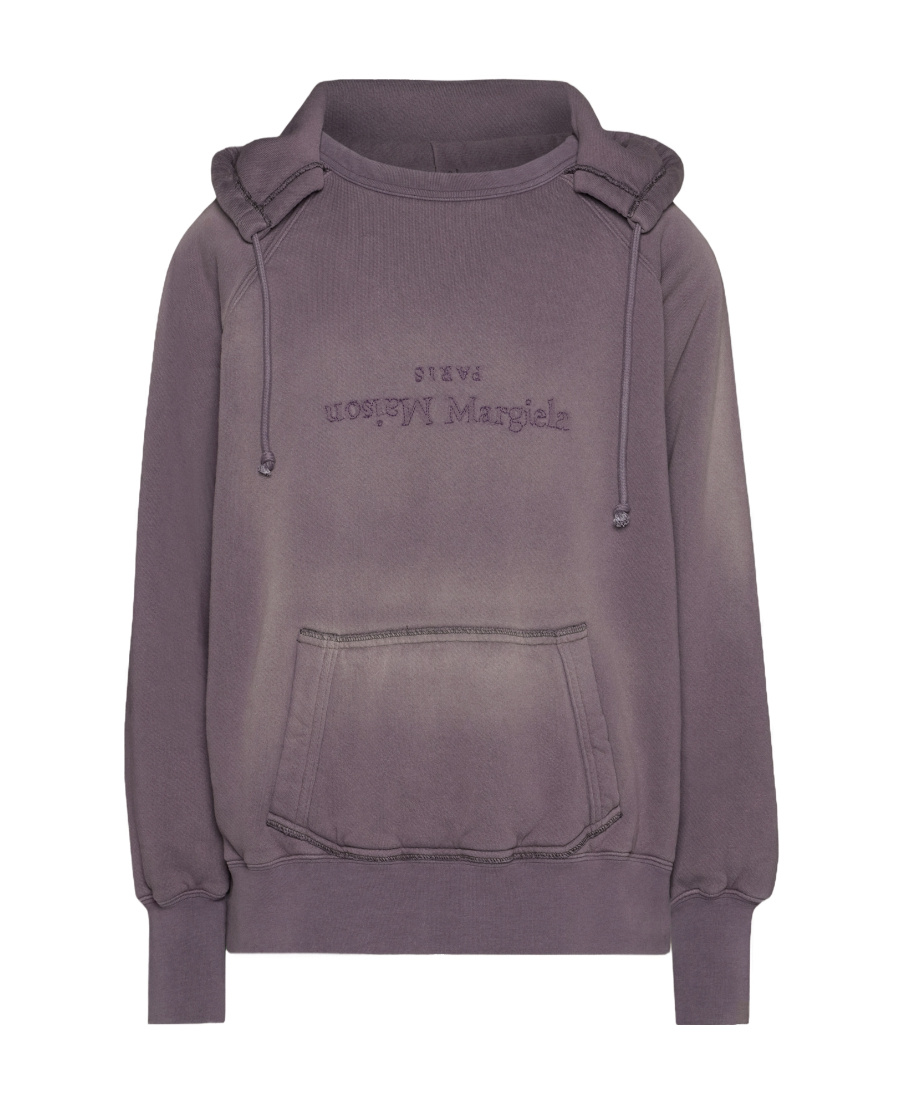 Maison Margiela Reverse-logo Cotton Hoodie In Purple