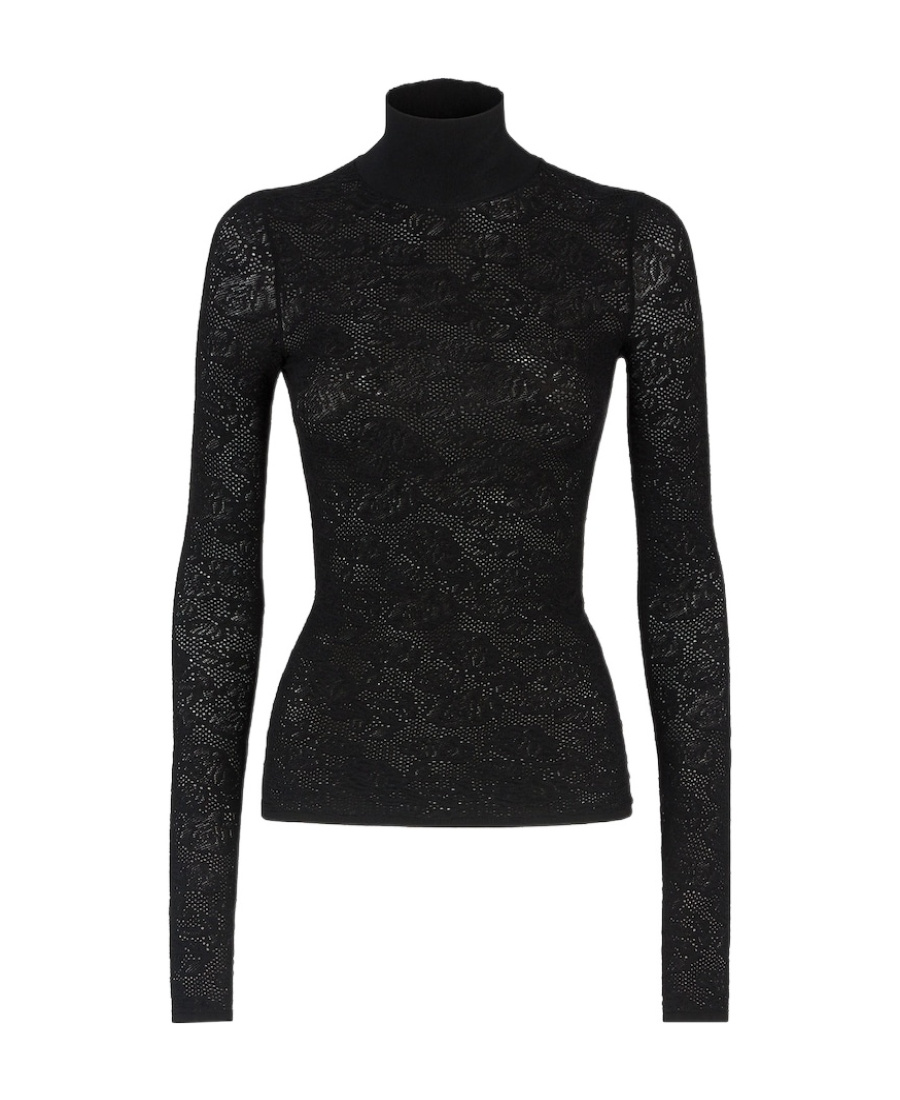 Fendi High-neck Long-sleeved Sweater In Black