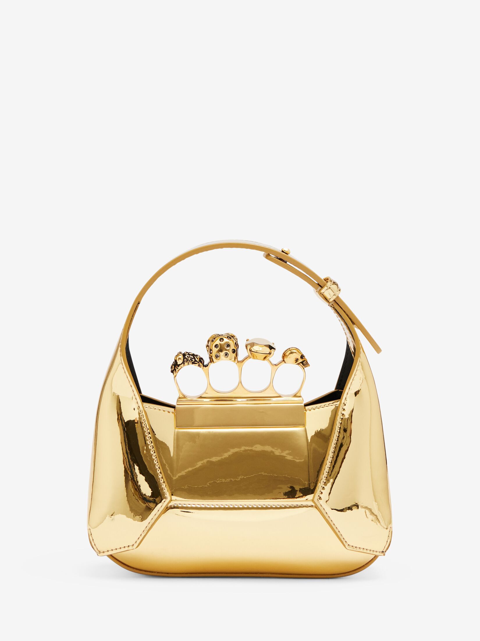 Alexander Mcqueen Jewelled Hobo Mini Shoulder Bag In Gold