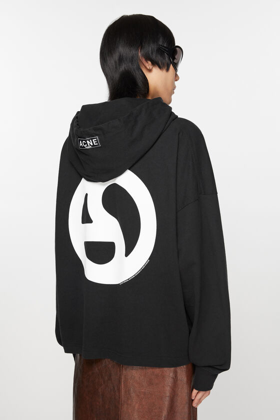 Shop Acne Studios Graphic-print Cotton Hoodie In Black