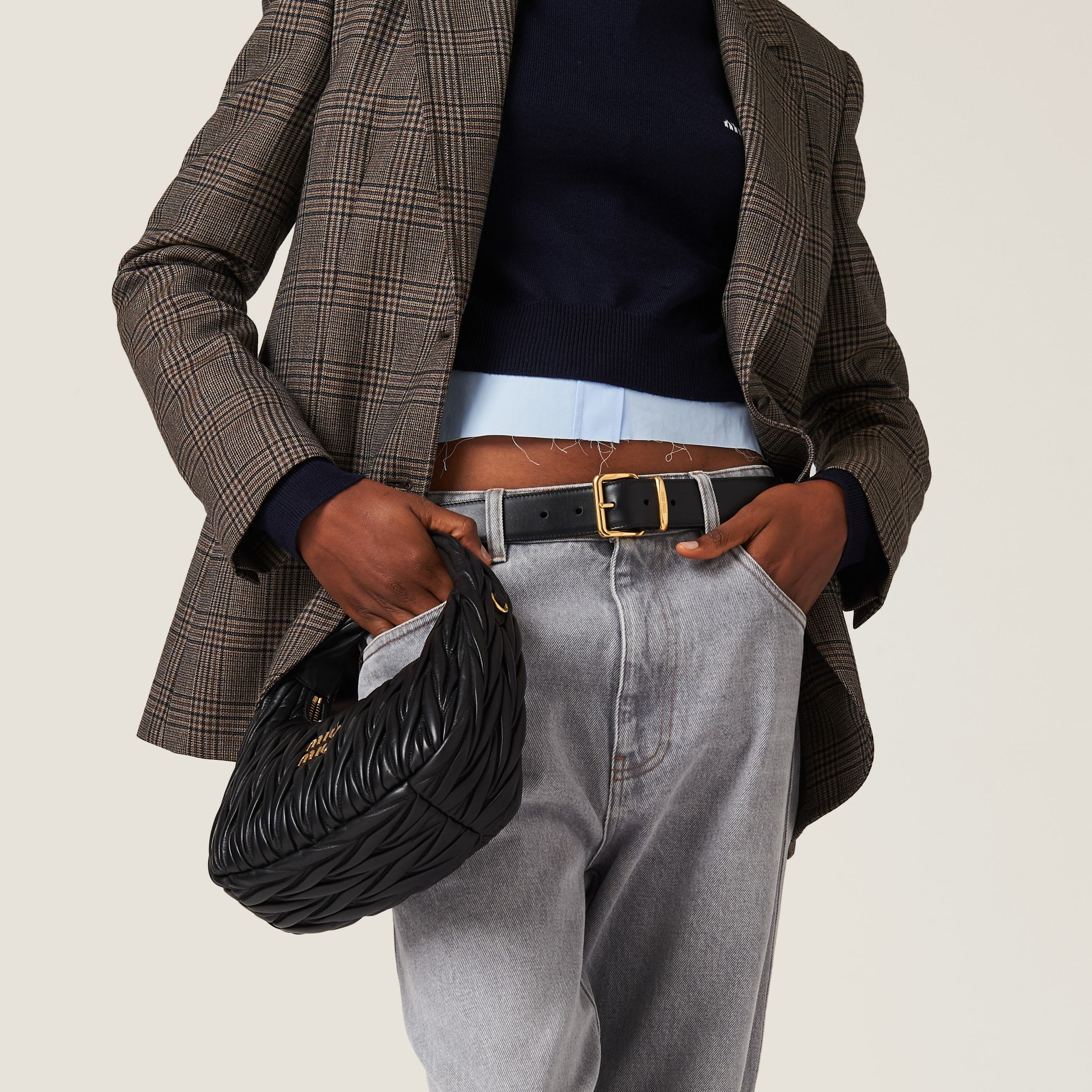 Miu Miu Denim Pants In Gray