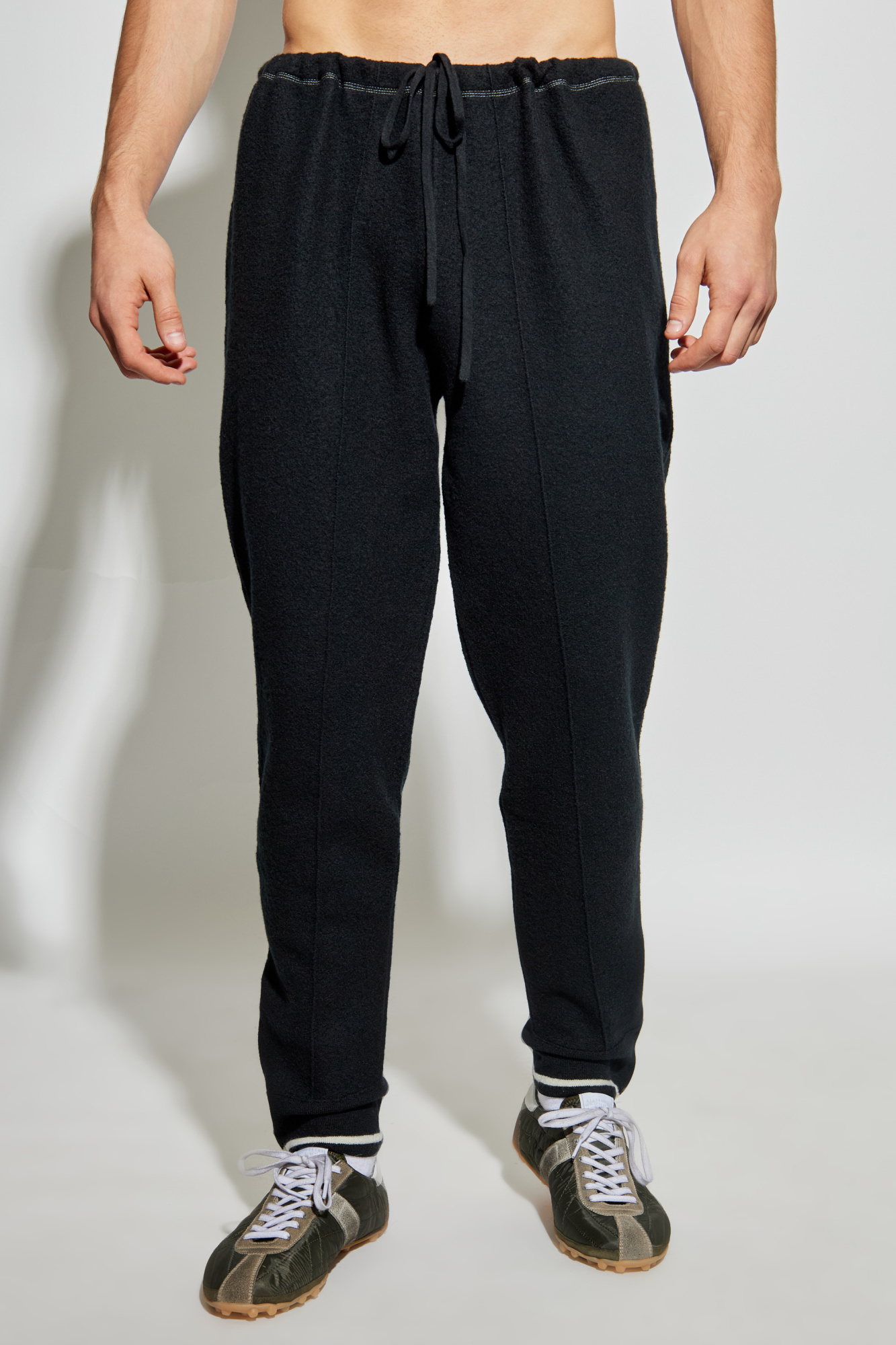 Maison Margiela Wool Trousers With Side Zipper In Black