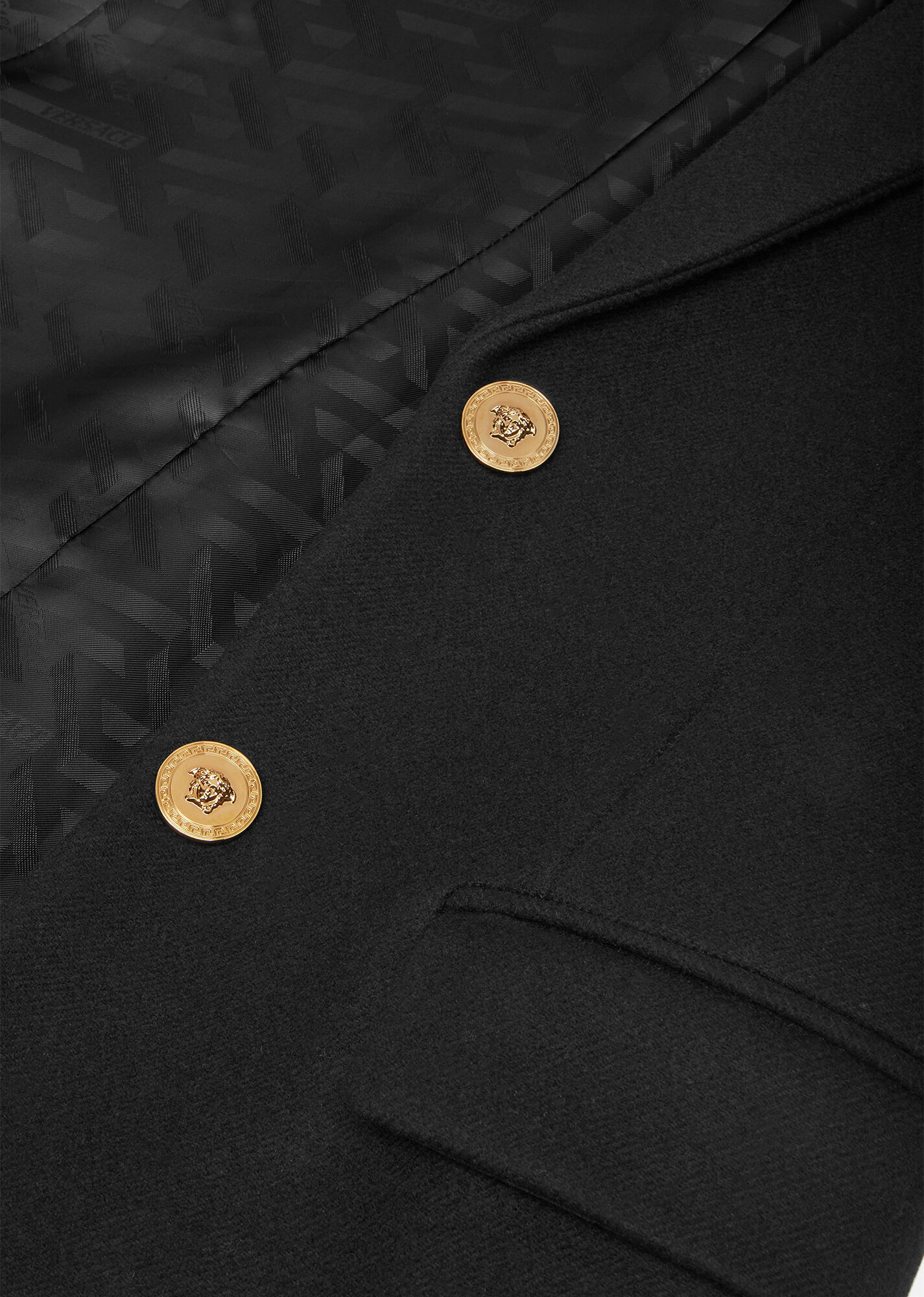 Versace Single-breasted Wool-blend Coat In Black