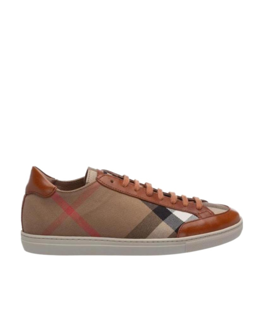 Burberry Low-top Casual Shoes With Plaid Straps In Brown