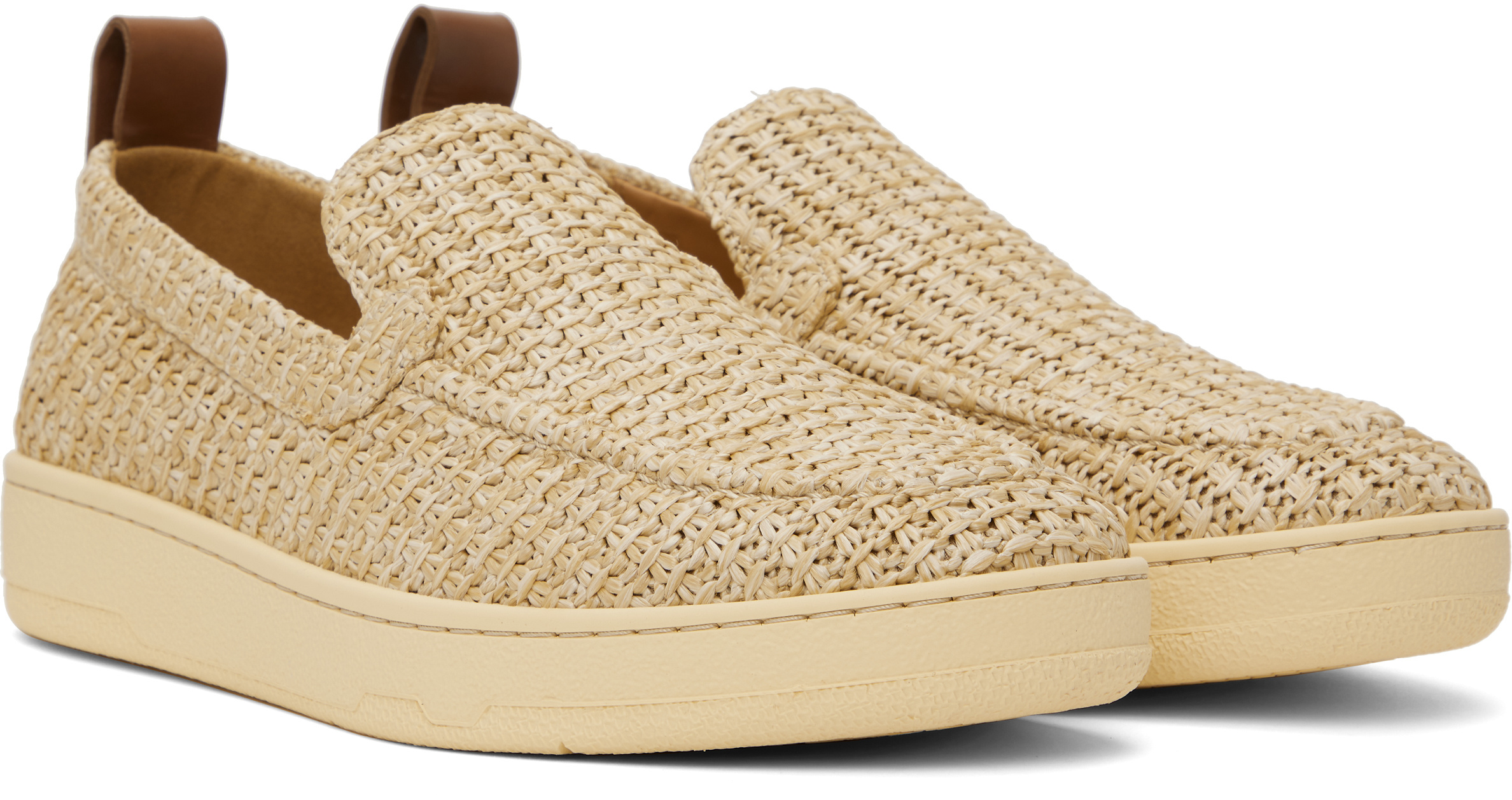 Lanvin Loafers With Pull Tab And Woven Texture In Brown