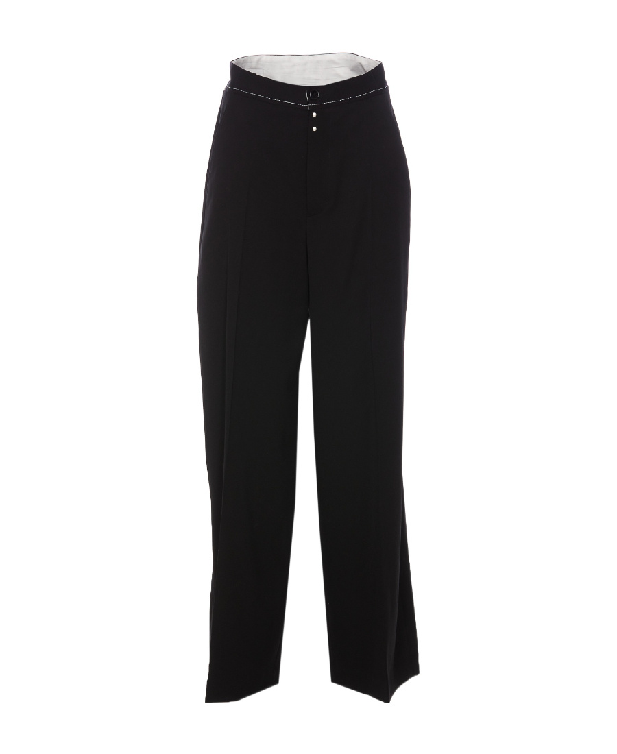 Mm6 Maison Margiela High-waisted Wide-leg Pants In Black