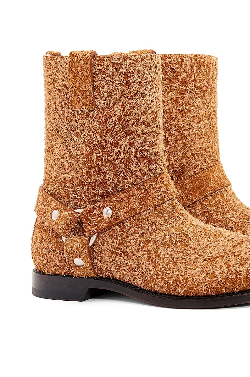 Loewe Campo Leather Biker Boots In Brown