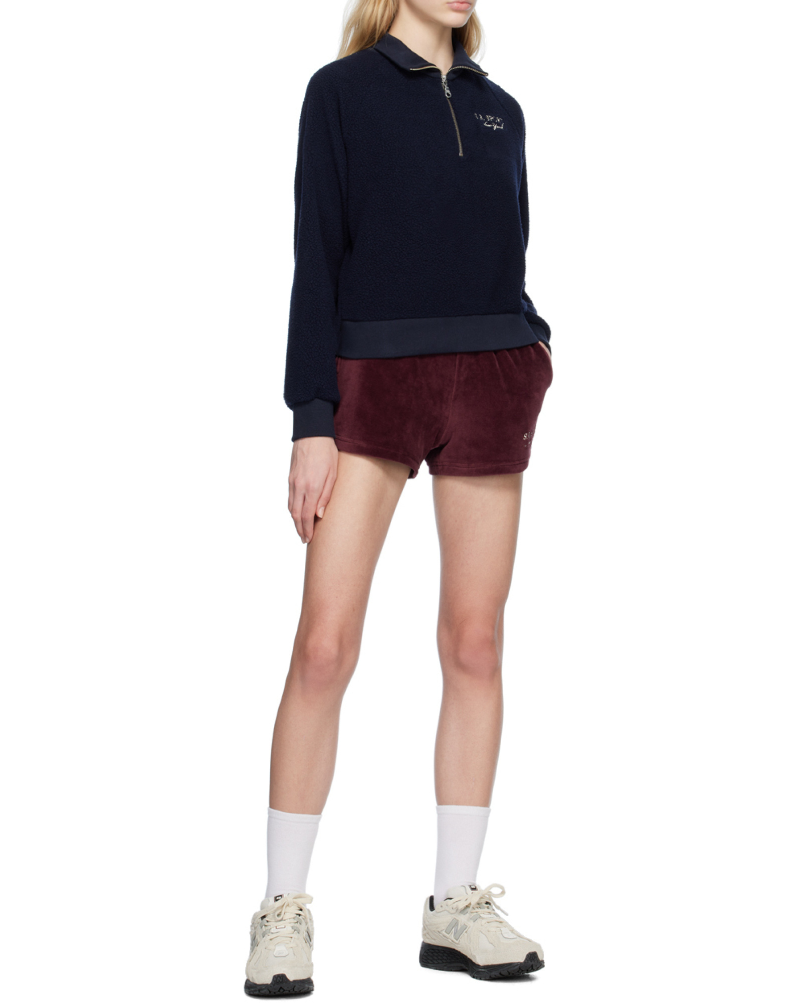 Sporty And Rich Half-zip Fleece Sweatshirt In Black