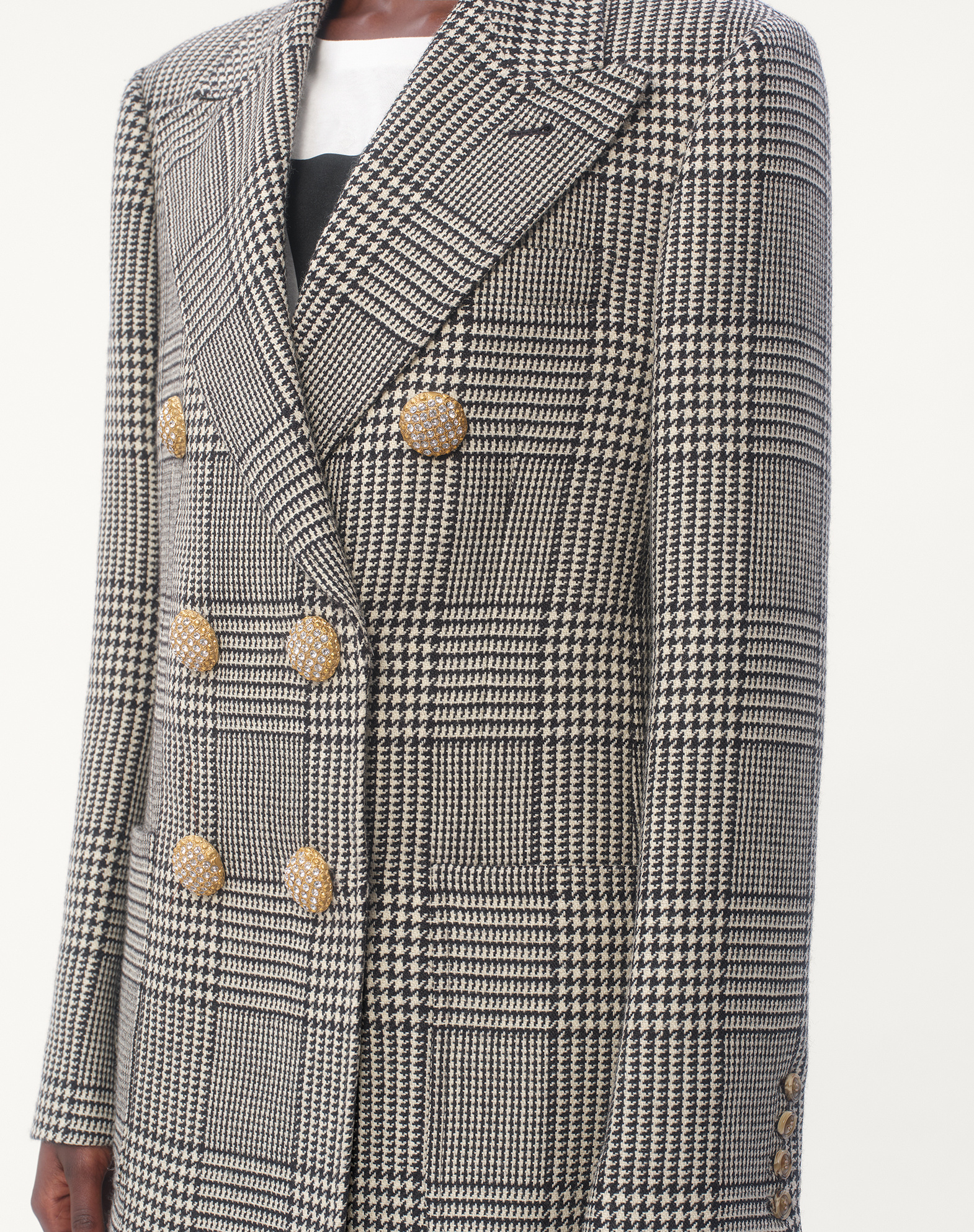 Shop Valentino Houndstooth Wool Coat In Gray