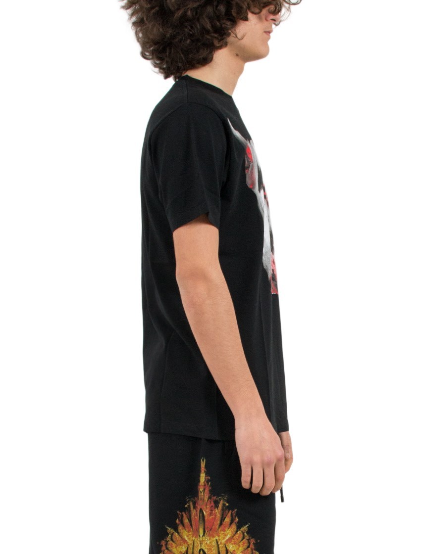 Marcelo Burlon County Of Milan Open-necked Black Shirt In Black