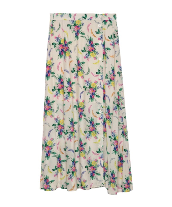 Zadig & Voltaire June Floral-print Midi Skirt In Nude