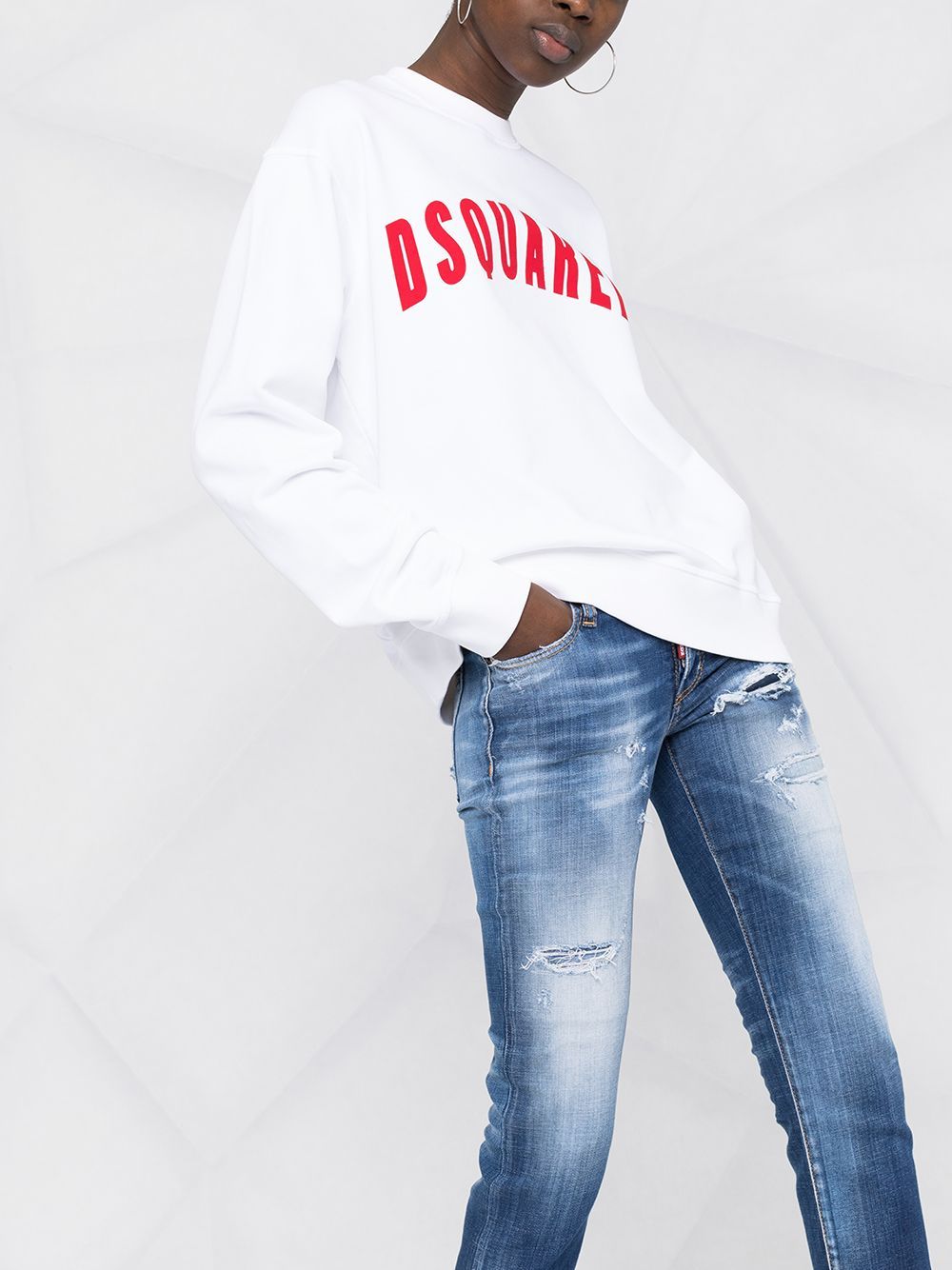 Dsquared2 Ripped Skinny Jeans In Blue